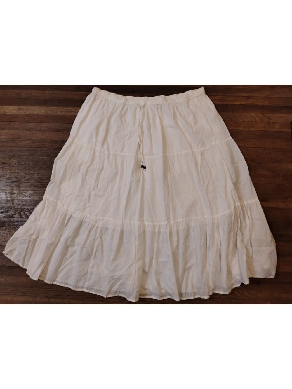 Vtg White Stag Tiered Midi Skirt Boho Casual Pull On Cotton Lined XL 16/18 White